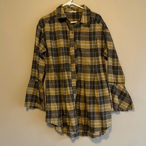 Easel Plaid Button-Up flannel dress
